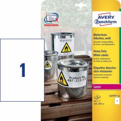 Avery L4775-20 étiquette auto-collante Rectangle aux angles arrondis Permanent Blanc 20 pièce[s] 