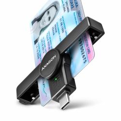 Axagon CRE-SMPC USB-C Smart card/ID card PocketReader lecteur de cartes à puce Intérieure USB Type-C Noir 