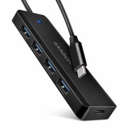 Axagon HUE-C1C hub & concentrateur USB 3.2 Gen 1 [3.1 Gen 1] Type-C 5000 Mbit/s Noir  - version étrangère