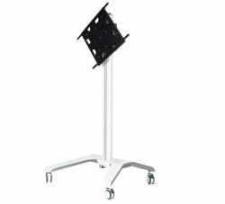B-Tech Flat Screen Trolley with Flip - Rotation [VESA 600 x 400] - - 1.7m Column, White - Warranty: 60M