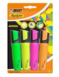 BIC 943652 marqueur 4 pièce[s] Pointe biseautée Vert, Orange, Rose, Jaune 