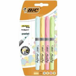 BIC Highlighter Grip Pastel marqueur 4 pièce[s] Pointe biseautée Bleu, Vert, Rose, Jaune 