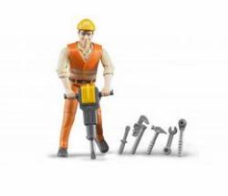 BRUDER Figurine Ouvrier avec Accessoires de Chantier 