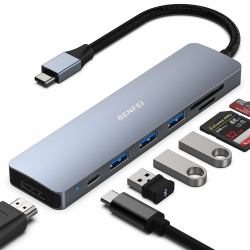 Benfei 000307GREY hub & concentrateur USB Type-C 5000 Mbit/s Gris 