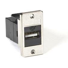 Black Box PANEL MOUNT USB COUPLER - UNSHLD,TYPE A-TYPE B BLACK - FMT1050, Black, Silver, USB - Warranty: 1188M