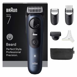 Braun BeardTrimmer 7 BT7520 Batterie 40 2 cm Mouillé & sec Noir, Bleu 