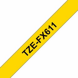 Brother TZE-FX611 ruban d'étiquette Noir sur jaune 
