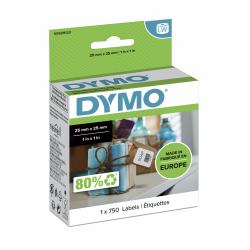 CTS DYMO LW petites étiquettes autocollantes polyvalentes authentiques | 25 mm x 25 mm | rouleau de 750 étiquettes faciles à décoller | pour les étiqueteuses LabelWriter 