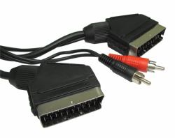 Cables Direct Scart + 2 RCA 1.5m Câble SCART 1,5 m SCART [21-pin] Noir 