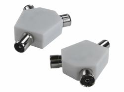 Cables Direct 9.5MM 1 MALE-2 FEMALE ADAPTOR WHITE Diviseur de câbles Blanc 