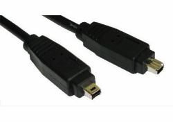 Cables Direct 1m, firewire 4pin 4-p Noir 