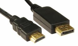 Cables Direct Display Port/HDMI, 3m DisplayPort Noir 