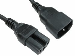 Cables Direct RB-255-MF1 câble électrique Noir 1 m Coupleur C14 Coupleur C15 