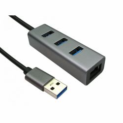 Cables Direct USB3-ETHGIGHUB station d'accueil USB 3.2 Gen 1 [3.1 Gen 1] Type-A Gris 