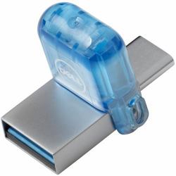 DELL AC429144 lecteur USB flash 256 Go USB Type-A / USB Type-C 3.2 Gen 1 [3.1 Gen 1] Bleu, Acier inoxydable 