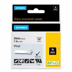 DYMO Rhino Étiquettes en vinyle industrielles | 24 mm x 5,5 m | autocollantes impression en noir sur fond blanc | pour étiqueteuses Rhino et LabelManager 