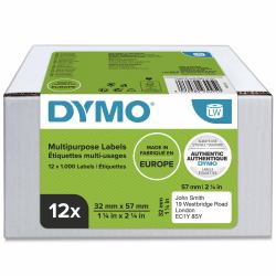 DYMO LW étiquettes autocollantes polyvalentes authentiques | 32 mm x 57 mm | 12 rouleaux de 1 000 étiquettes faciles à décoller [12 000 étiquettes] | pour les étiqueteuses LabelWriter 