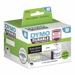 DYMO LW Étiquettes industrielles résistantes | authentique | plastique blanc | 19 x 64 mm | 2 rouleaux de 450 [lot de 900] | pour étiqueteuses LabelWriter 450/550 et 4XL/5XL 