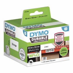 DYMO LW Étiquettes industrielles résistantes | authentique | plastique blanc | 59 x 102 mm | 1 rouleaux de 200] | pour étiqueteuses LabelWriter 450/550 et 4XL/5XL 