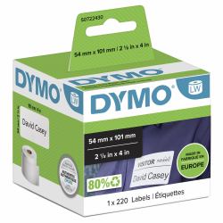 DYMO LW grandes étiquettes autocollantes authentiques pour expéditions et badges nominatifs | 54 mm x 101 mm | rouleau de 220 étiquettes faciles à décoller | pour les étiqueteuses LabelWriter 