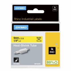 DYMO Rhino gaines thermorétractables industrielles | 6 mm x 1,5 m | Impression en noir sur fond jaune | pour étiqueteuses Rhino 