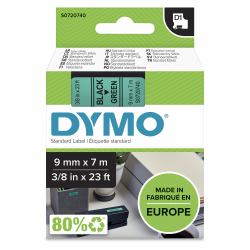 DYMO D1 étiquettes autocollantes authentiques | rouleau de 9 mm x 7 m | impression en noir sur fond vert | autocollantes | pour étiqueteuses LabelManager 