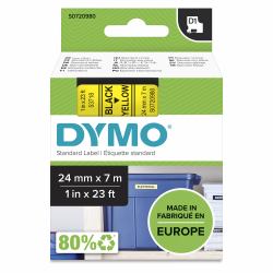 DYMO D1 étiquettes autocollantes authentiques | rouleau de 24 mm x 7 m | impression en noir sur fond jaune | autocollantes | pour étiqueteuses LabelManager 