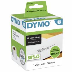DYMO LabelWriter Étiquettes authentiques d'adresse autocollantes | 28mm x 89mm | noir sur blanc | rouleau de 130 | pour les étiqueteuses LabelWriter 