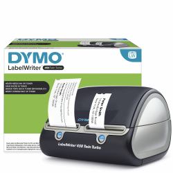 DYMO LabelWriter 450 Twin Turbo Imprimante d'étiquettes | papier thermique | 600 x 300 ppp | jusqu'à 71 étiquettes/minute | capacité : 2 rouleaux | Noir / argent 
