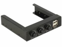 DeLOCK 62714 contrôleur de vitesse du ventilateur 3 canaux Noir 