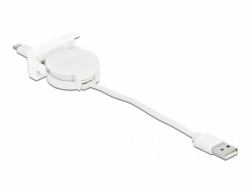 DeLOCK Câble rétractable USB 2.0 de module Easy 45 USB Type-A à 8 broches Lightning, femelle, blanc 