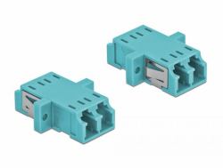 DeLOCK Coupleur de fibre optique LC Duplex femelle à LC Duplex femelle Multimode, 2 unités, bleu clair 