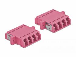 DeLOCK Coupleur de fibre optique LC Quad femelle à LC Quad femelle Multimode, 2 unités, violet 