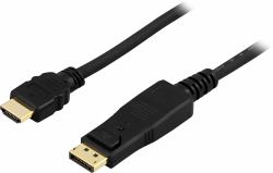 Deltaco DP-3010 câble vidéo et adaptateur 1 m DisplayPort HDMI Noir 