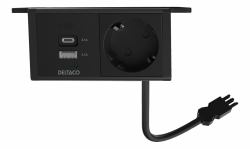 Deltaco Under-desk Outlet angled, 1 outlet, 1x