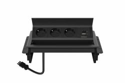 Deltaco In-desk flip-up Desk Outlet, 3 outlets