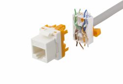Deltaco MD-123 connecteur de fils Cat6A Keystone jack Orange, Blanc 