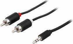 Deltaco MM-140A câble audio 2 m 3,5mm RCA Noir 