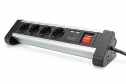 Digitus DA-70614 multiprise 1,5 m 4 sortie[s] CA Intérieure Noir, Argent 