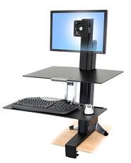Ergotron WorkFit-S, Single LD with Worksurface+ Noir Ecran plat Support multimédia 