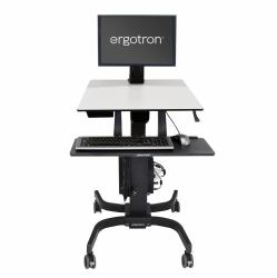 Ergotron WorkFit-C, Single LD Sit-Stand Workstation Noir, Gris Panier multimédia 