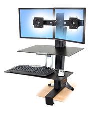 Ergotron WorkFit-S, Dual with Worksurface+ Noir Support multimédia 
