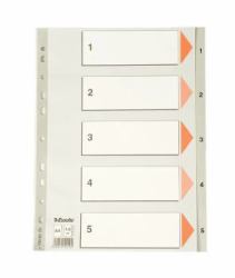 Esselte 100103 intercalaire de classement Onglet avec index numérique Polypropylène [PP] Gris 