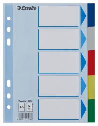 Esselte 15264 intercalaire de classement Onglet avec index vierge Polypropylène [PP] Bleu 