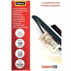 Fellowes Pochettes brillantes pour cartes 125 microns 75 x 105 mm 