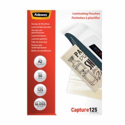 Fellowes Pochettes brillantes A2 125 microns - Paquet de 50 