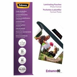 Fellowes Pochettes brillantes pour photo 80 microns 10 x 15 cm 