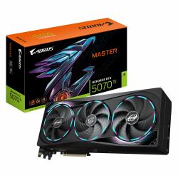 GIGABYTE AORUS GeForce RTX 5070 Ti MASTER 16G Carte Graphique - 16 Go GDDR7, 256 bits, PCI-E 5.0, 2670 MHz Core Clock, 3 x DP 2.1a, 1 x HDMI 2.1b, NVIDIA DLSS 4, GV-N507TAORUS M-16GD 