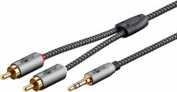 Goobay 65285 câble audio 1 m 3,5mm 2 x RCA Noir, Argent 
