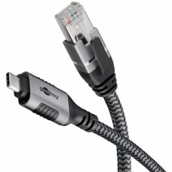 Goobay 70698 changeur de genre de câble USB C RJ-45 Noir, Argent 